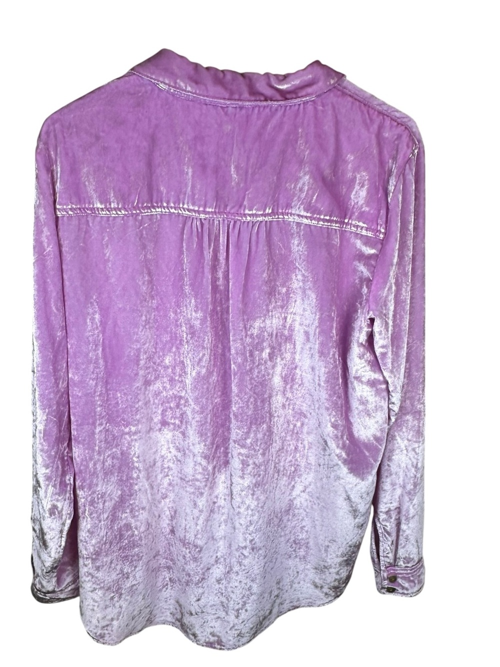 Pilcro Anthropologie Crushed Velvet Button Up Blouse Lilac Dreamy Fairycore Sz10 - Picture 6 of 14